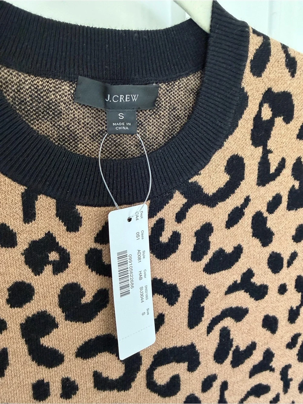 NWT - J Crew Leopard Crewneck Sweater Dress - Tan and Black